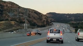 Road rage sparks crash chaos on LA freeway [upl. by Tare]