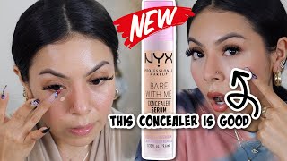 NEW NYX Bare With Me Hydrating CONCEALER SERUM Review  Wear Test [upl. by Crescen]