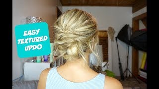 EASY TEXTURED UPDO Hairstyle for Short Medium and Long Hair [upl. by Yleve837]