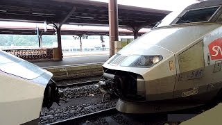 Coupling and departing of 2 TGV trains [upl. by Lirbij]