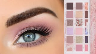 Soft Pink Every Day Eyeshadow Tutorial  Huda Beauty Rose Quartz Palette [upl. by Hgielah703]