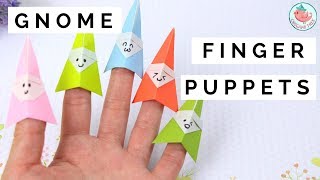 How to Fold an Origami Gnome Finger Puppet  Paper Finger Puppets Paper Crafts [upl. by Hauser]