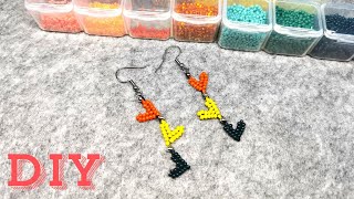 💛💚Kolczyki z Koralików  Wiszące Kolorowe Serduszka  DIY Tutorial [upl. by Cowey]