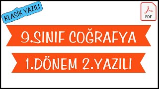 9Sınıf Coğrafya 1Dönem 2Yazılı Soruları Açık Uçlu Klasik Yazılı [upl. by Reeba]