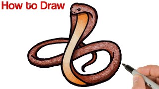 How to Draw Cobra Snake  Easy Animals Drawings [upl. by Alisha908]