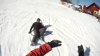 snowboard crash  snowboard vs ski collision [upl. by Bindman]