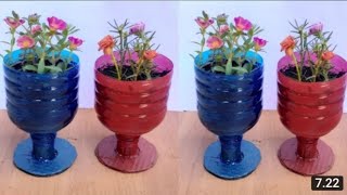 cara membuat pot bunga dari botol bekas recycled plastic bottles into glass flower pots [upl. by Ashlin]