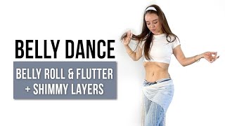 Belly Dance Tutorial Belly Rolls Flutters and Shimmy Layering at Home Class Acid Arab [upl. by Senalda695]