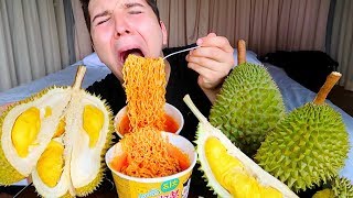 Durian amp Super Spicy Cheese Noodle Challenge • MUKBANG [upl. by Llydnek]