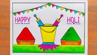 Happy Holi Drawing  Holi Festival Drawing Easy Steps  Holi Special Drawing  Holi Drawing  Holi [upl. by Adehsar]