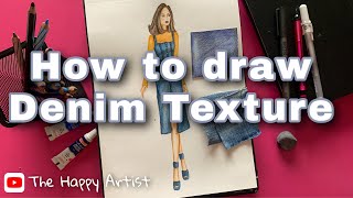 How to draw Denim fabric illustration  Rendering denim fabric  Tutorial for denim fabric texture [upl. by Ielirol879]