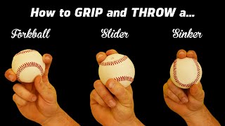 3 Pitching Grips  How to throw the Sinker Slider and Forkball [upl. by Nanaek174]