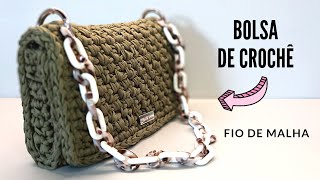 BOLSA DE CROCHÊ com fio de malha  fácil  passo a passo  iniciantes  crochet bag [upl. by Aenet]