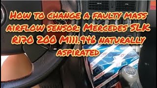 How to change the MAF mass airflow sensor on a car Mercedes SLK200 R170 1999 M111946 engine [upl. by Dedie679]