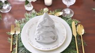 Christmas Tree Napkin Fold Tutorial [upl. by Moishe]