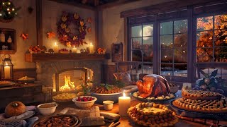 Cozy Kitchen Thanksgiving Ambience  Boiling water Fireplace Sounds and Jazz Relaxing Music [upl. by Werbel]