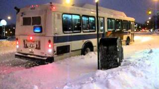 BLIZZARD NYC 2010 bus stuck in snow [upl. by Aissilem905]