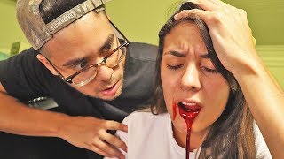 THROWING UP BLOOD PRANK ON BOYFRIEND CUTE REACTION [upl. by Mita]