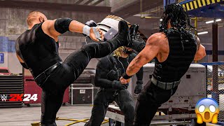 Dean Ambrose vs Seth Rollins vs Roman Reigns  WWE 2K24  Gameplay  XBOX S  Backstage Brawl [upl. by Lemon]