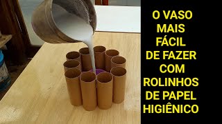 Como fazer vaso de cimento com rolinhos de papel higiênico vaso fácil de fazer vaso de jardim [upl. by Tortosa]