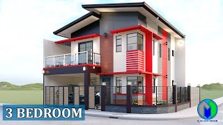 Two Storey House Design  3 Bedroom  100sqm lot  corner lot  casa [upl. by Macfarlane228]