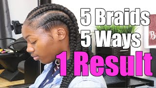 How to do Feed In Braids Five Different Ways [upl. by Nazler428]