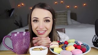 Mochi Ice Cream amp Macarons  ASMR Chat amp Eating [upl. by Blondie]