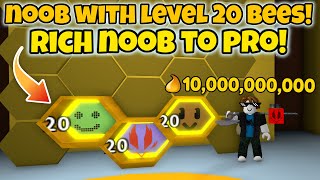 Noob With Level 20 Bees Gets 50 Bees in 2 Hours  Bee Swarm Simulator [upl. by Arhat]