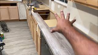 DIY custom kitchen countertops PART 2 USING FLOORING and the edge piece [upl. by Christiano96]