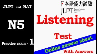 JLPT amp NAT exam n5 listening practice test  1 [upl. by Wilser]