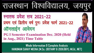 Rajasthan University UG Readmission form 202122 I PG I Semester Examination Dec 2020 Time Table [upl. by Nevear]