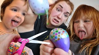 MAKiNG SQUiSHiES with ADLEY Whats inside our homemade squishy toys Family Craft n Backyard Fort [upl. by Latta12]