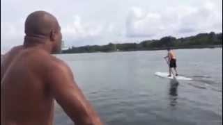 Briggs taunts Wlad at sea creates wake that knocks champ into the water [upl. by Dde]