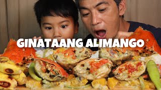 GINATAANG ALIMANGO W ALIGUE PINOY MUKBANG W JUST LAFAM [upl. by Tybalt396]