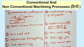 Conventional And Non Conventional Machining Processes हिन्दी [upl. by Aleras]