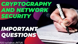 CNS Important Questions  Cryptography and Network Security  JNTUK R20 syllabus important [upl. by Bianchi]