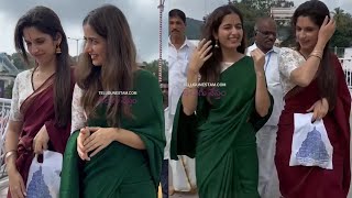 Actress Ashika Ranganath Beautiful Look With Thirunamam At Tirumala Temple [upl. by Ddarb]