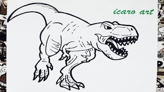 Como dibujar al tiranosaurio rex  how to draw tyrannosaurus rex [upl. by Magdalena]