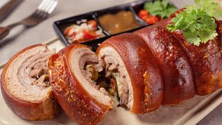 How to make Filipino Lechon at home Philippines Roasted Pork Belly in an oven [upl. by Sidras182]