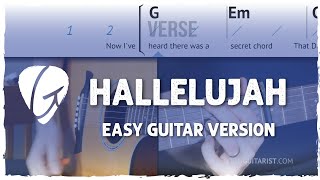 quotHallelujahquot Easy Guitar Tutorial  No barre chords  Leonard CohenJeff Buckley Versions [upl. by Chanda957]