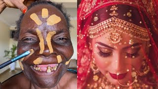 UNBELIEVABLE 😱🔥70 YEARS OLD GRANDMA INDIAN BRIDAL MAKEUP TRANSFORMATION 👆 MAKEUP TUTORIAL 😳💄 [upl. by Deron]