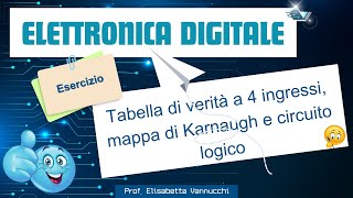 Tabella di verità a 4 ingressi mappa di Karnaugh e circuito logico corrispondente esercizio guidato [upl. by Ueih]