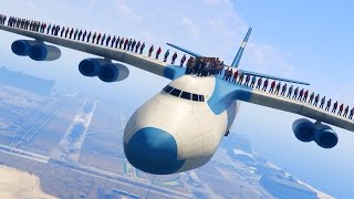 CAN 100 PEOPLE STAND ON THE PLANE IN GTA 5 [upl. by Gonagle]