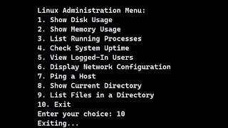 linux admin menu in bash scripting  learn bash scripting admin linux [upl. by Kacey]