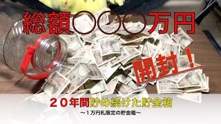 貯金箱開封！ 20年間貯め続けた1万円札限定の貯金箱 想像の3倍以上で腰砕けました💦 [upl. by Anhpad924]