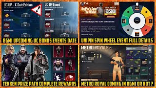 🔴 Next BONUS UC EVENT in BGMI  Unipin Spin wheel event explained  Tekken Prize Path All Rewards [upl. by Wivinia]