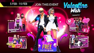 Valentine Event FREE Rewards Ff 2025 💥😯 Rose Emote Return  Free Fire New Event  Ff New Event [upl. by Doro]