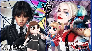 Harley Quinn💙♥️margot Robbie♥️💙 wednesday Addams 🖤💙 mytalkingangela2 ♥️💙 new update 2023 [upl. by Rowe]