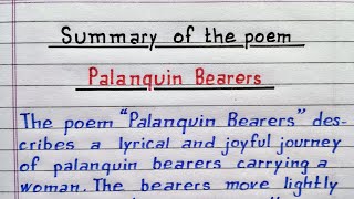 Palanquin Bearers  summary of the poem  IndrajitGoswami0607 [upl. by Sherill]