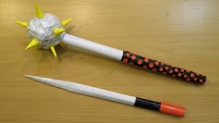 How to Make a Paper Mace with hidden blade  morgrnstern  morning star Weapon  Easy Tutorials [upl. by Nylhtiak5]